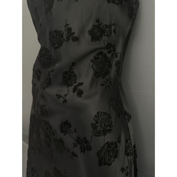 Vintage Goth Black Satin Velvet Rose Long Gown Train Zum Zum Niki Livas Size 10 - Picture 5 of 15